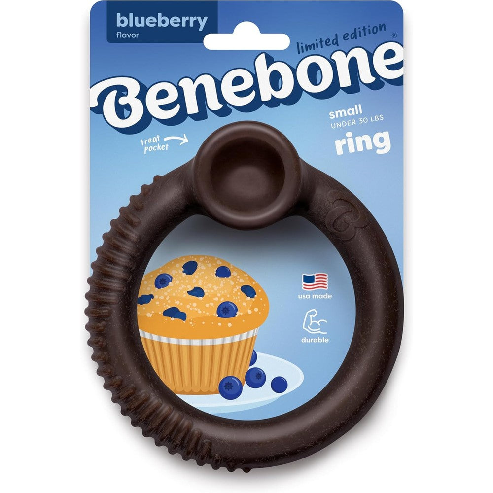 Benebone Ring Limited Edition Blueberry Flavor durable dog chew toy front view