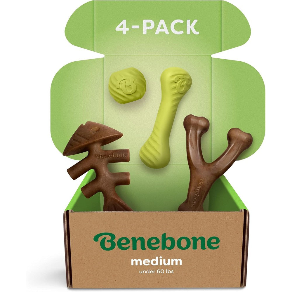 Benebone Chew And Chase Collection medium four pack front view showing packaging.