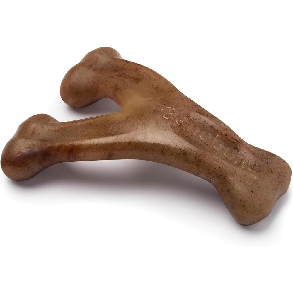 Benebone Wishbone dog chew toy front view real bacon flavor
