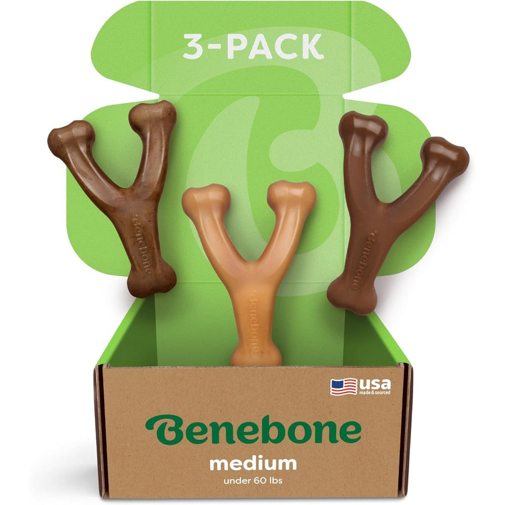 Benebone Medium 3-Pack Wishbone front view packaging