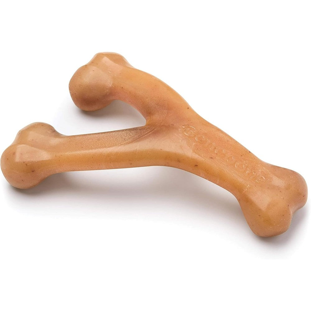 Benebone Wishbone Dog Chew Toy front view of real chicken flavored durable nylon chew.