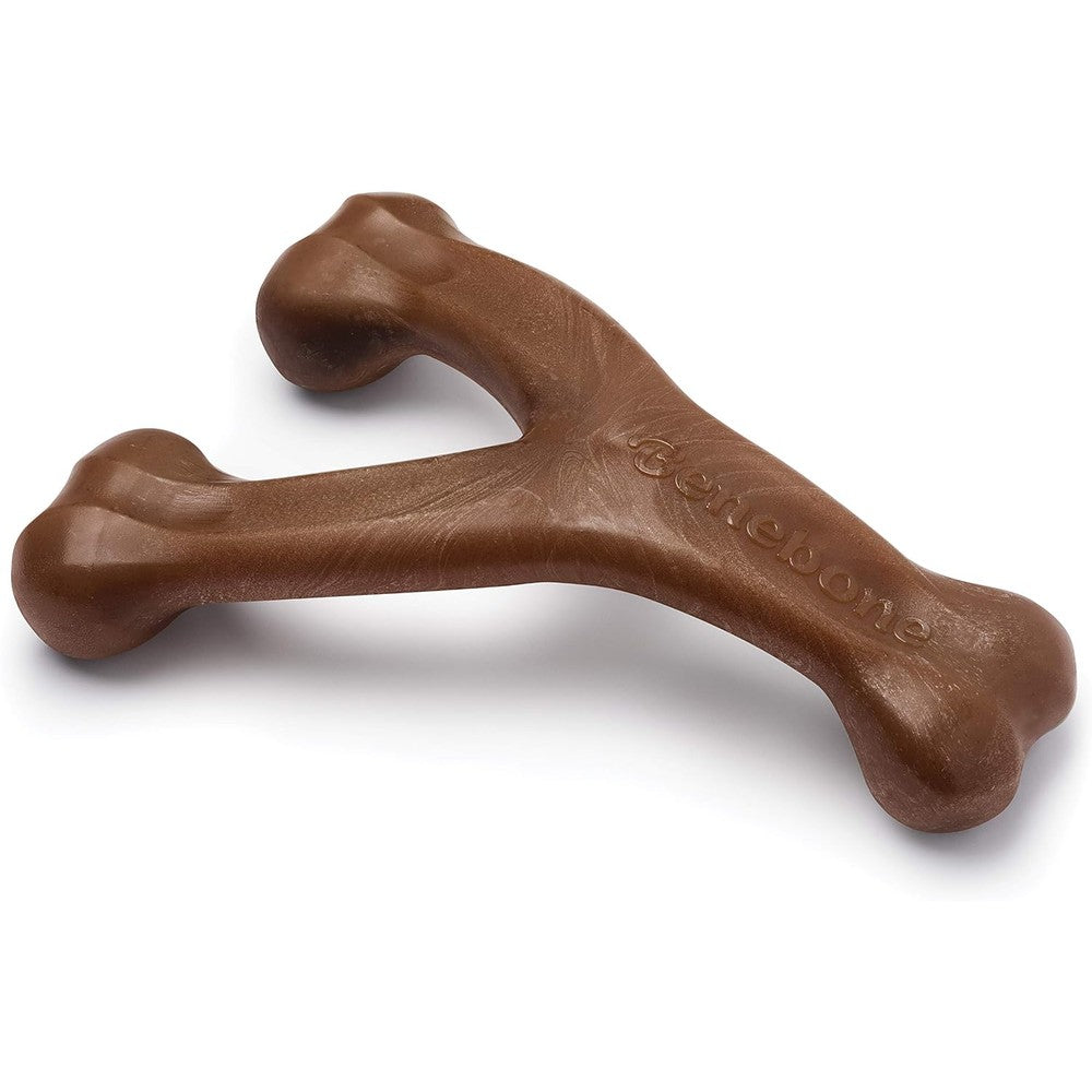 Benebone Wishbone Giant dog chew toy front view with real peanut flavor