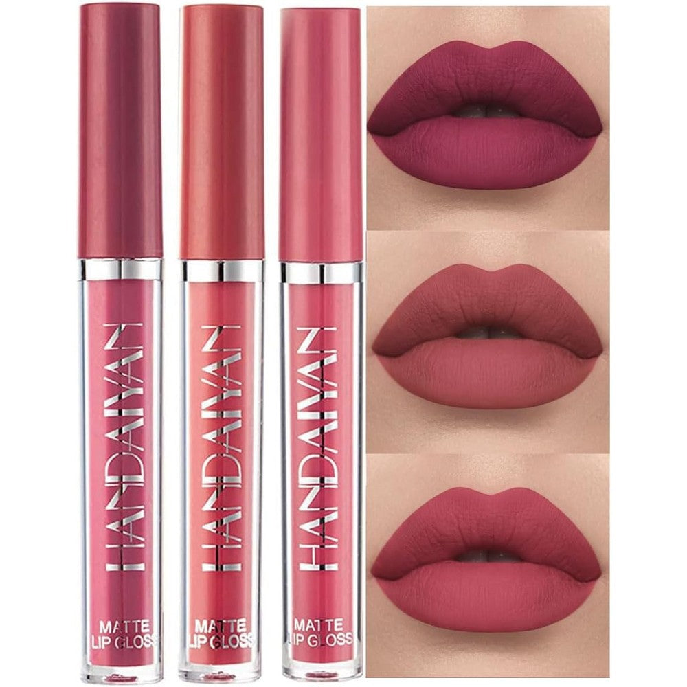 Gofodn BestLand Three Piece Matte Liquid Lipstick Set front view showcasing the bold berry warm rose and muted pink shades.