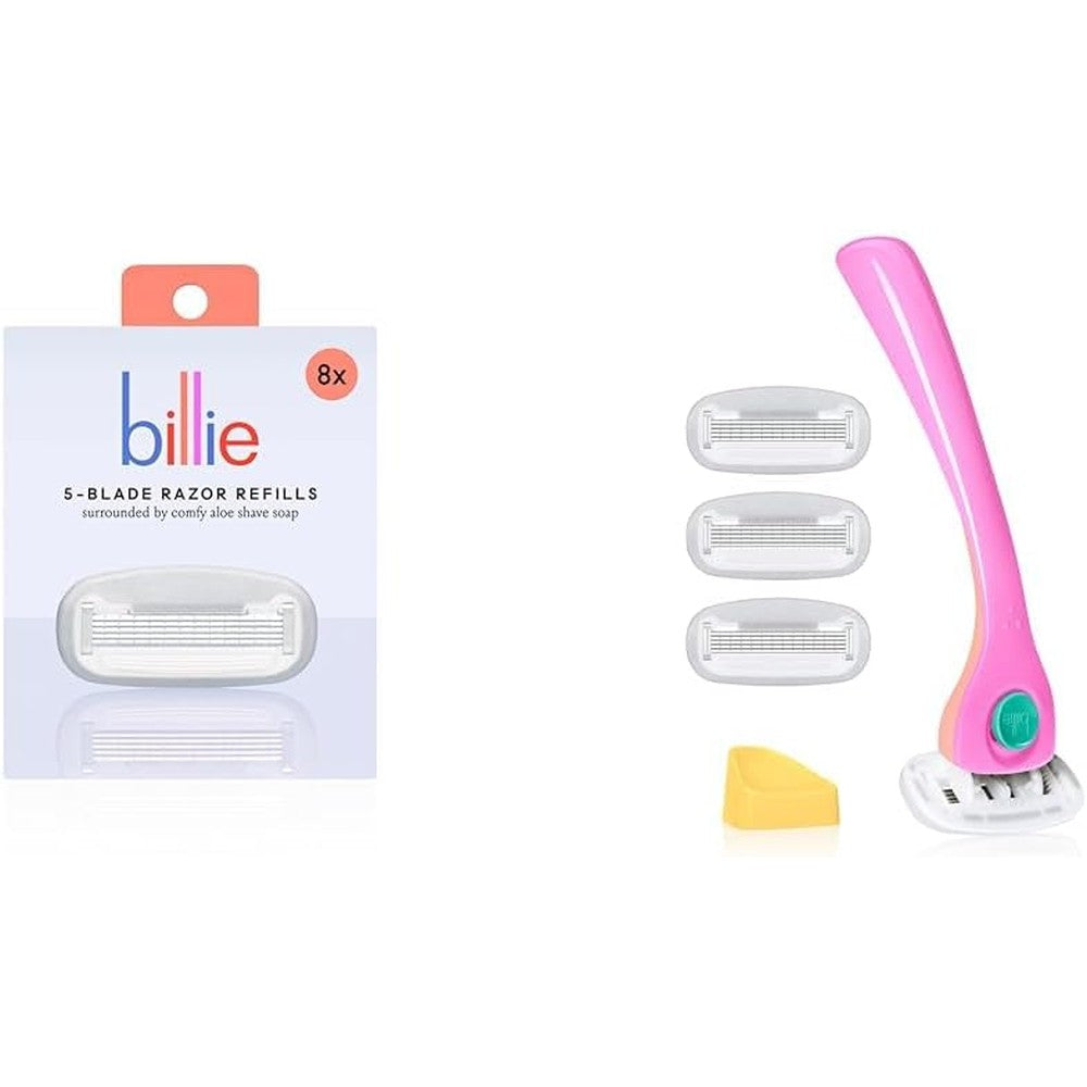 Billie women's razor starter kit and refill bundle pack front view