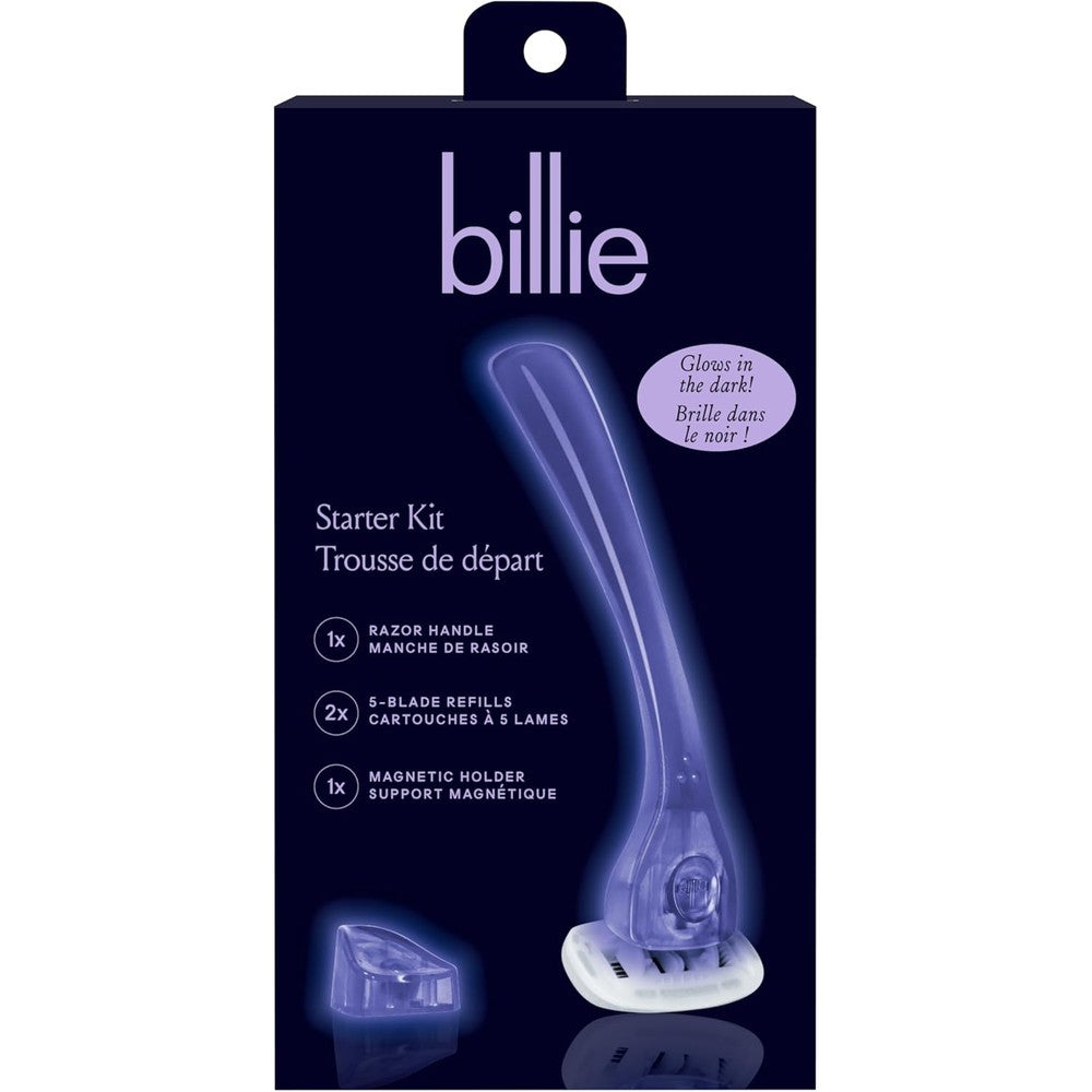 Billie Women Shave Kit Moonbeam front view showing razor handle and cartridges