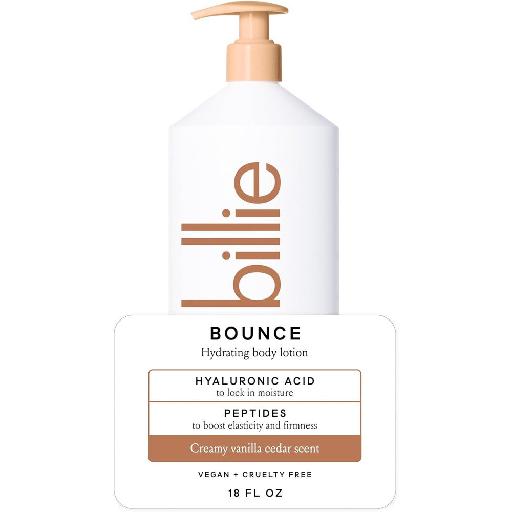 Billie Bounce Hydrating Body Lotion Vanilla Cedar & Hyaluronic Acid 18 Fl Oz