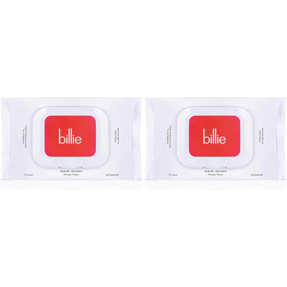 Billie Wonder Wipes Makeup Removing Face Wipes With Hyaluronic Acid Pack Of 2