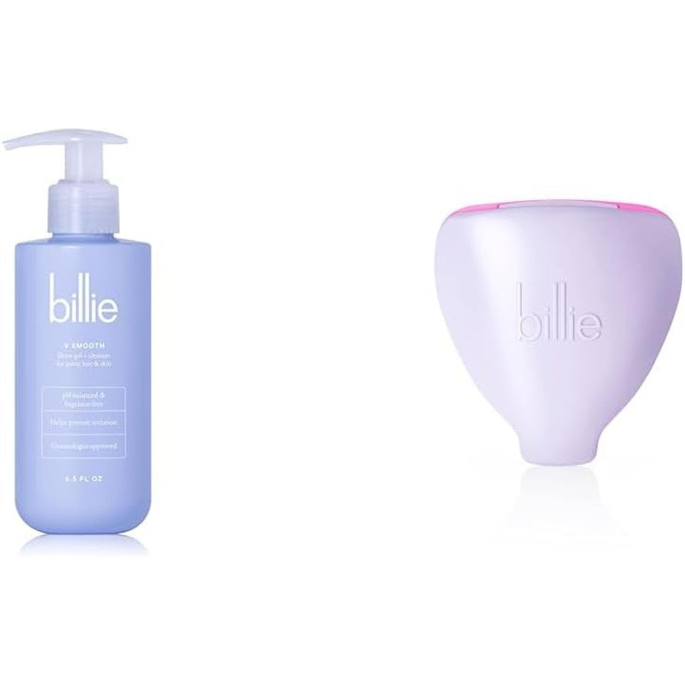 Billie V Smooth Shave Gel and Cleanser bundle front view showcasing the pump bottle packaging.