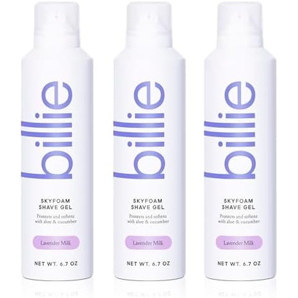 Billie SkyFoam Lavender Milk Shave Gel And Water Activated Foam In Pack Of 3