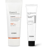 COSRX Ultimate Glow Sun and Night Duo front packaging displaying the sunscreen tube and retinol cream box