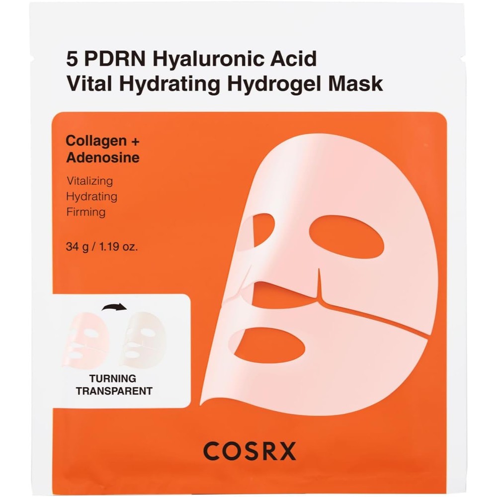 COSRX 5 PDRN Hyaluronic Vital Gel Mask front packaging view showcasing Korean skincare benefits