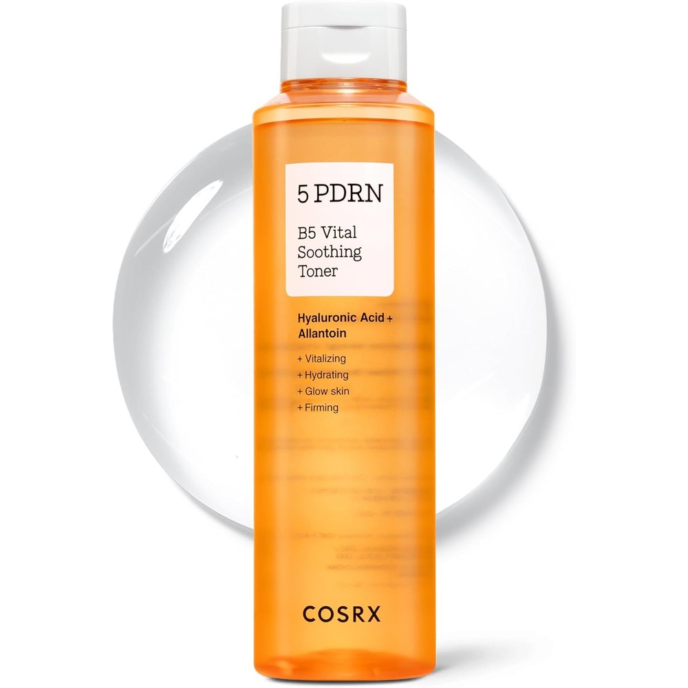 COSRX 5 PDRN B5 Vital Soothing Toner 280ml front view bottle for intense skin hydration.