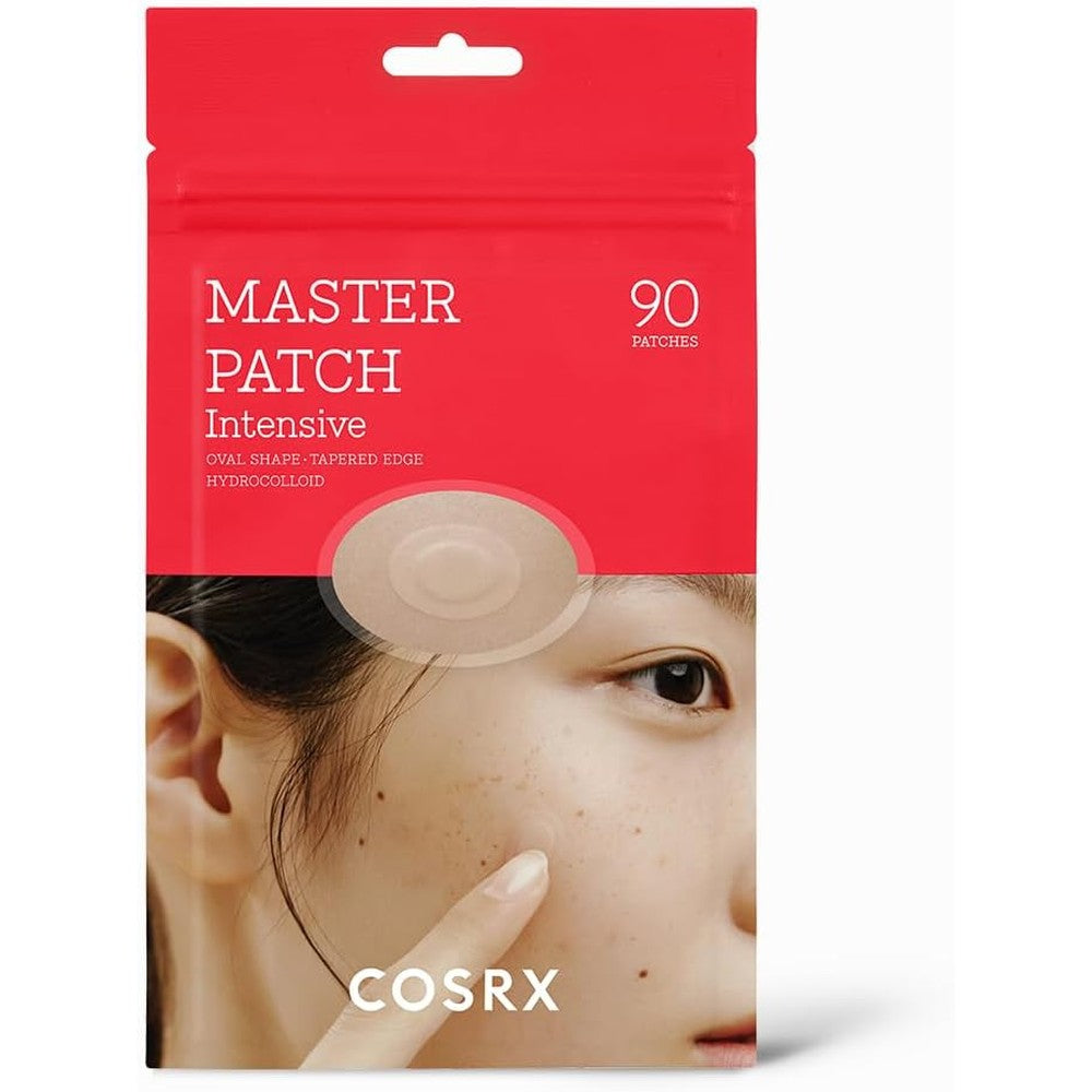 COSRX Master Patch Intensive 90 count retail packaging front view showcasing oval acne patches