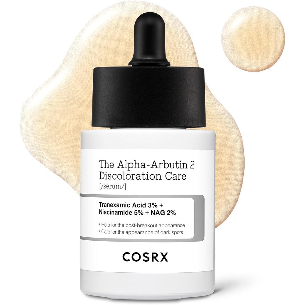 COSRX Alpha Arbutin 2 Discoloration Care Face Serum front view bottle with dropper lid