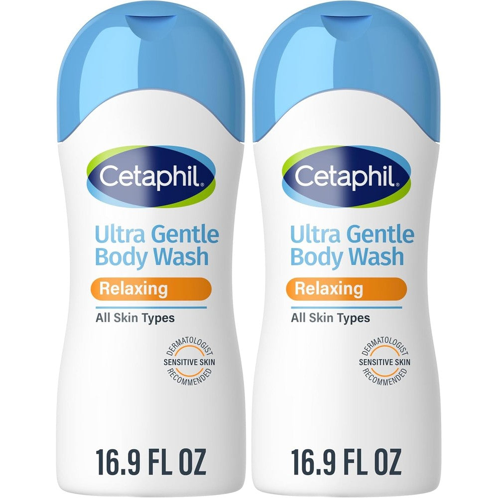 Cetaphil Ultra Gentle Refreshing Body Wash twin pack front view showing sensitive skin formula