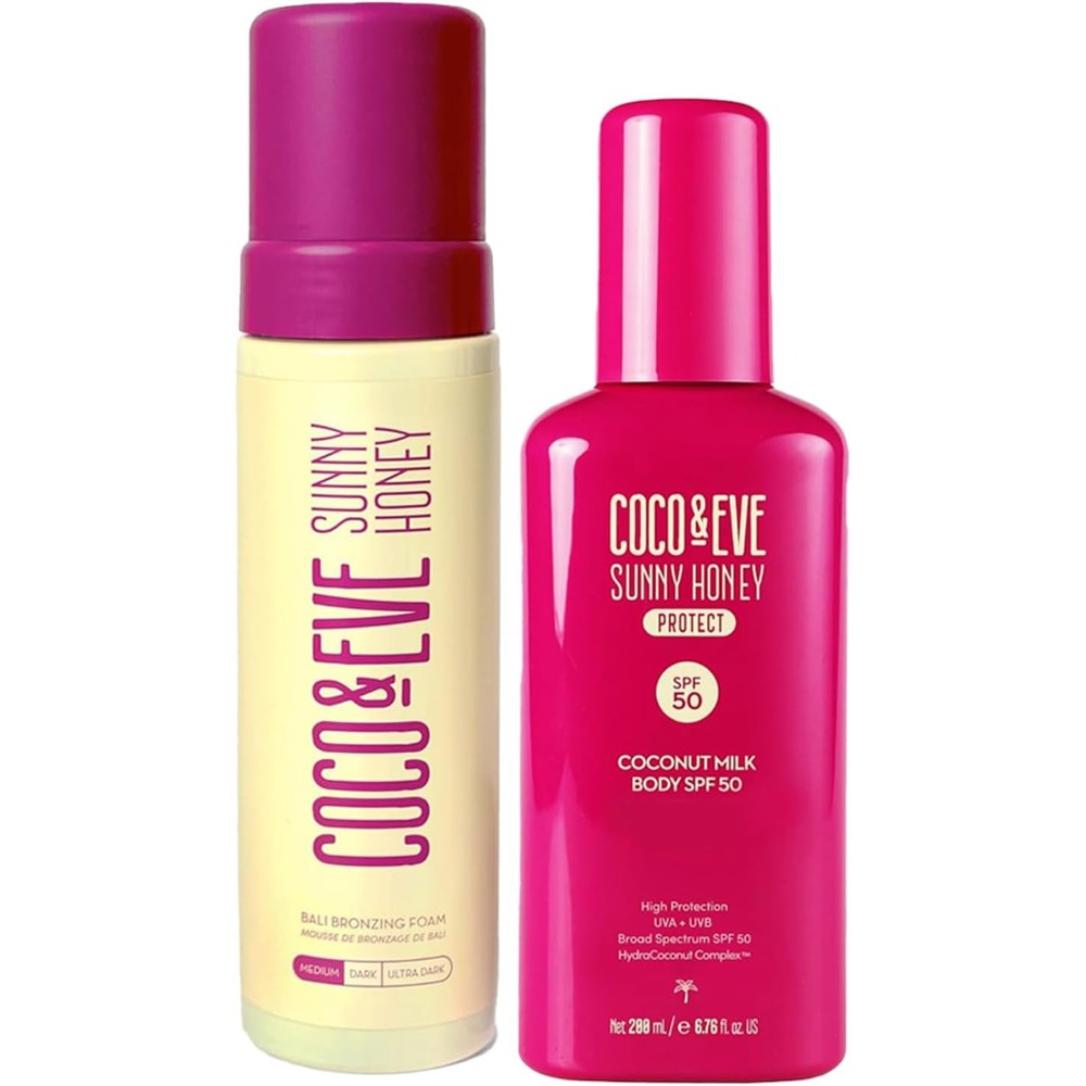 Coco and Eve Coconut Milk Sunscreen and Tanning Mousse duo front view
