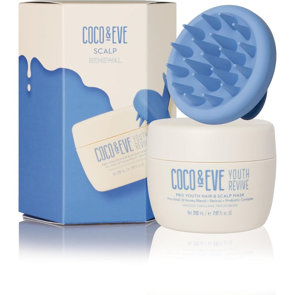 Coco and Eve Scalp Renewal Set front view with mask and massager