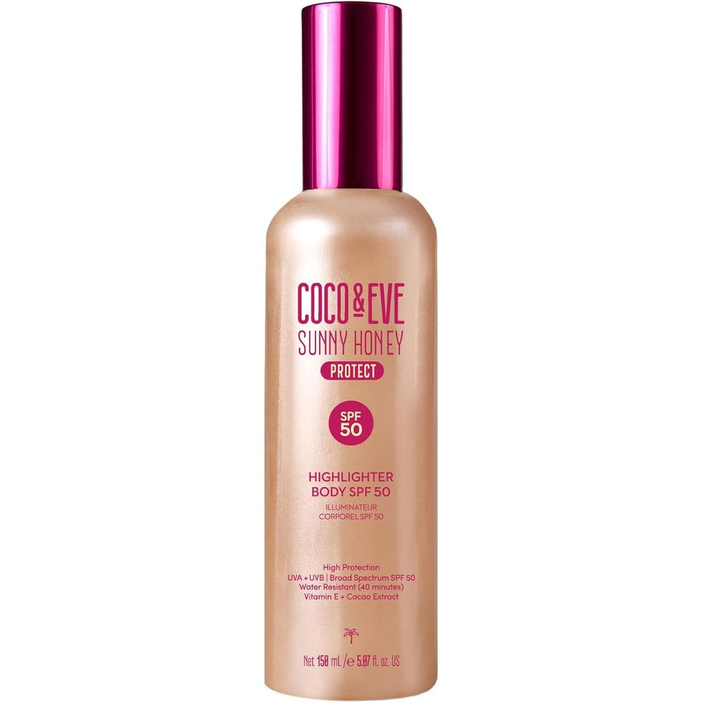 Coco & Eve Body Highlighter SPF 50 | 150 ml Shimmer Sunscreen Glow Lotion