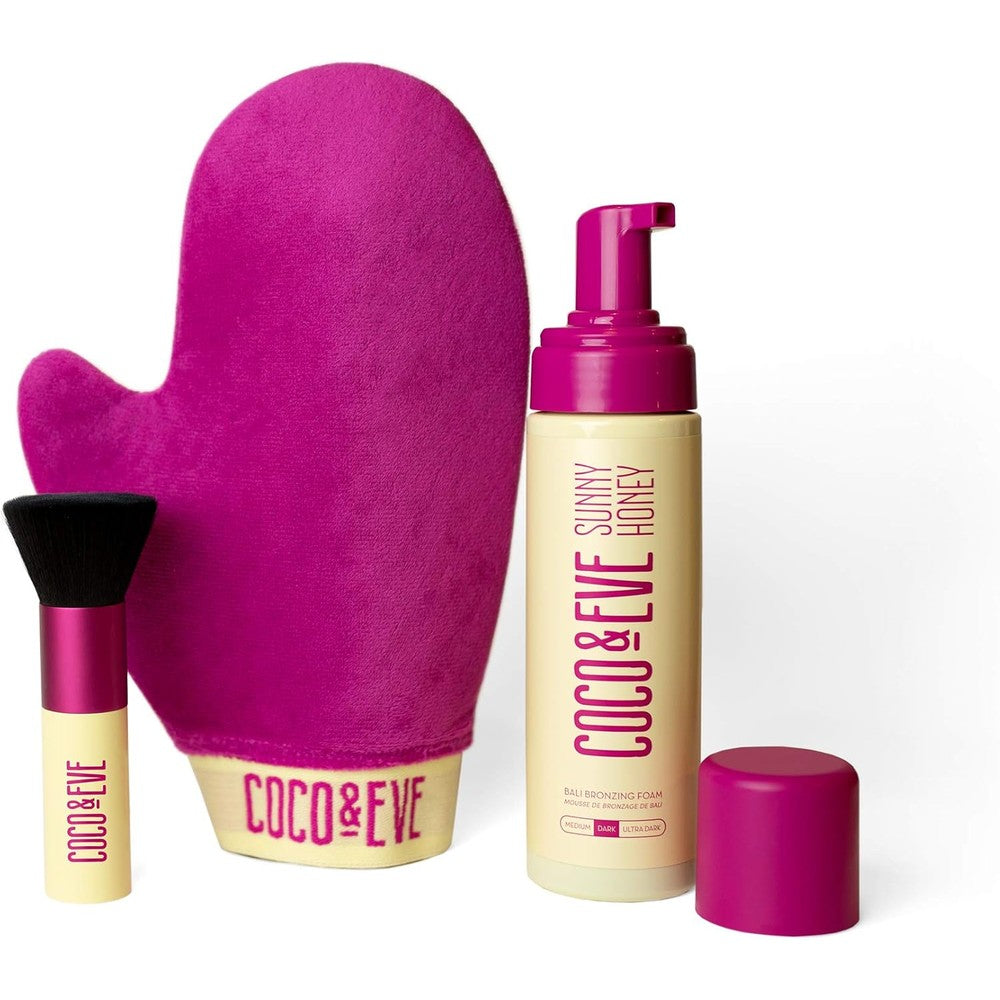 Coco & Eve Self Tanner Foam Bundle | 200 ml Dark Mousse with Mitt & Brush