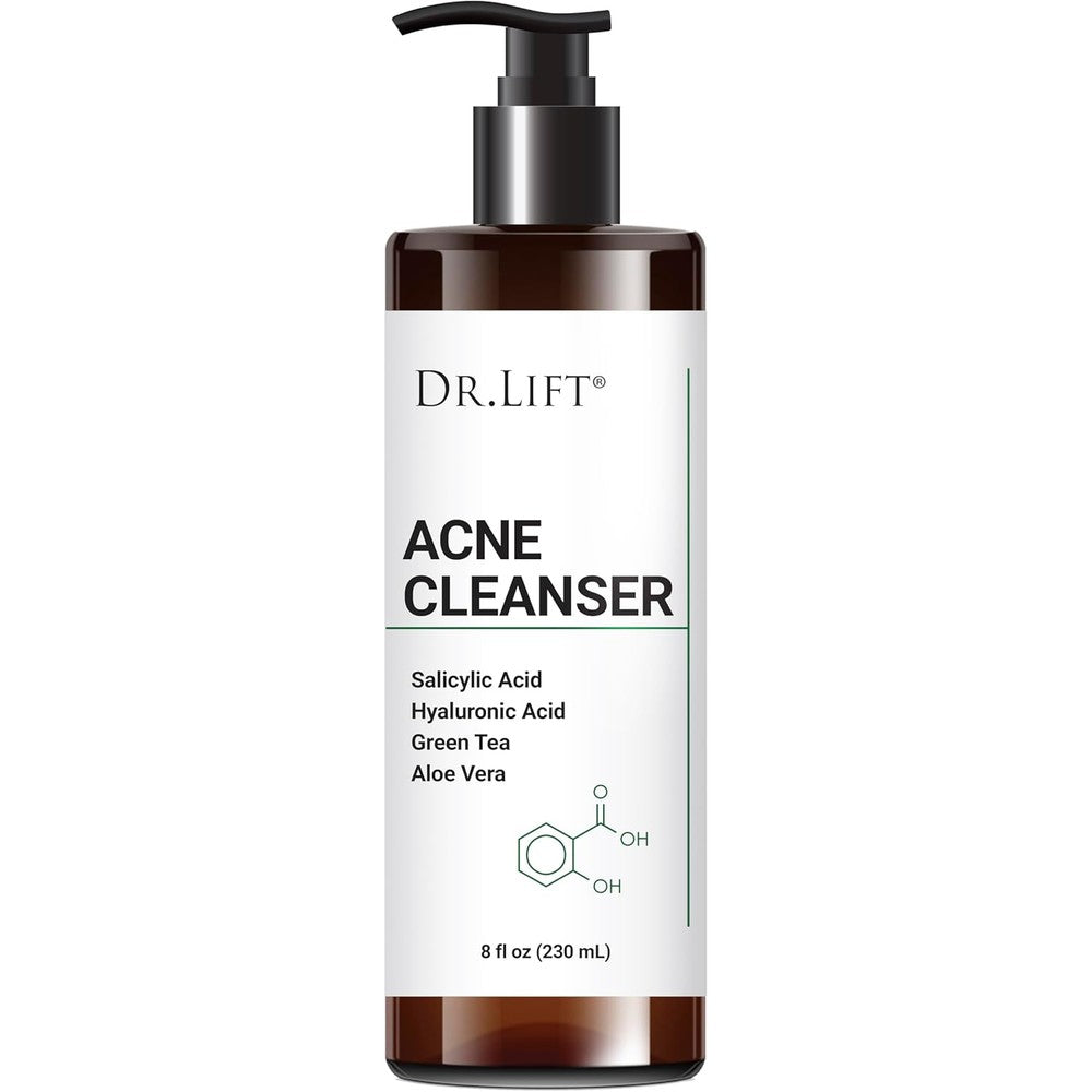 Dr. Lift Acne Cleanser eight ounce front view premium acne face wash