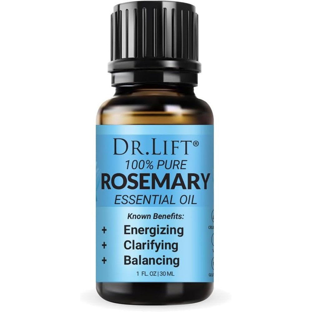Dr. Lift Rosemary Essential Oil bottle front view for aromatherapy
