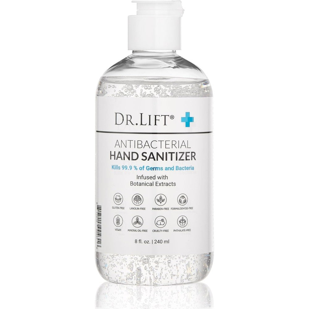 Dr. Lift Antibacterial Hand Sanitizer front view bottle with pump dispenser