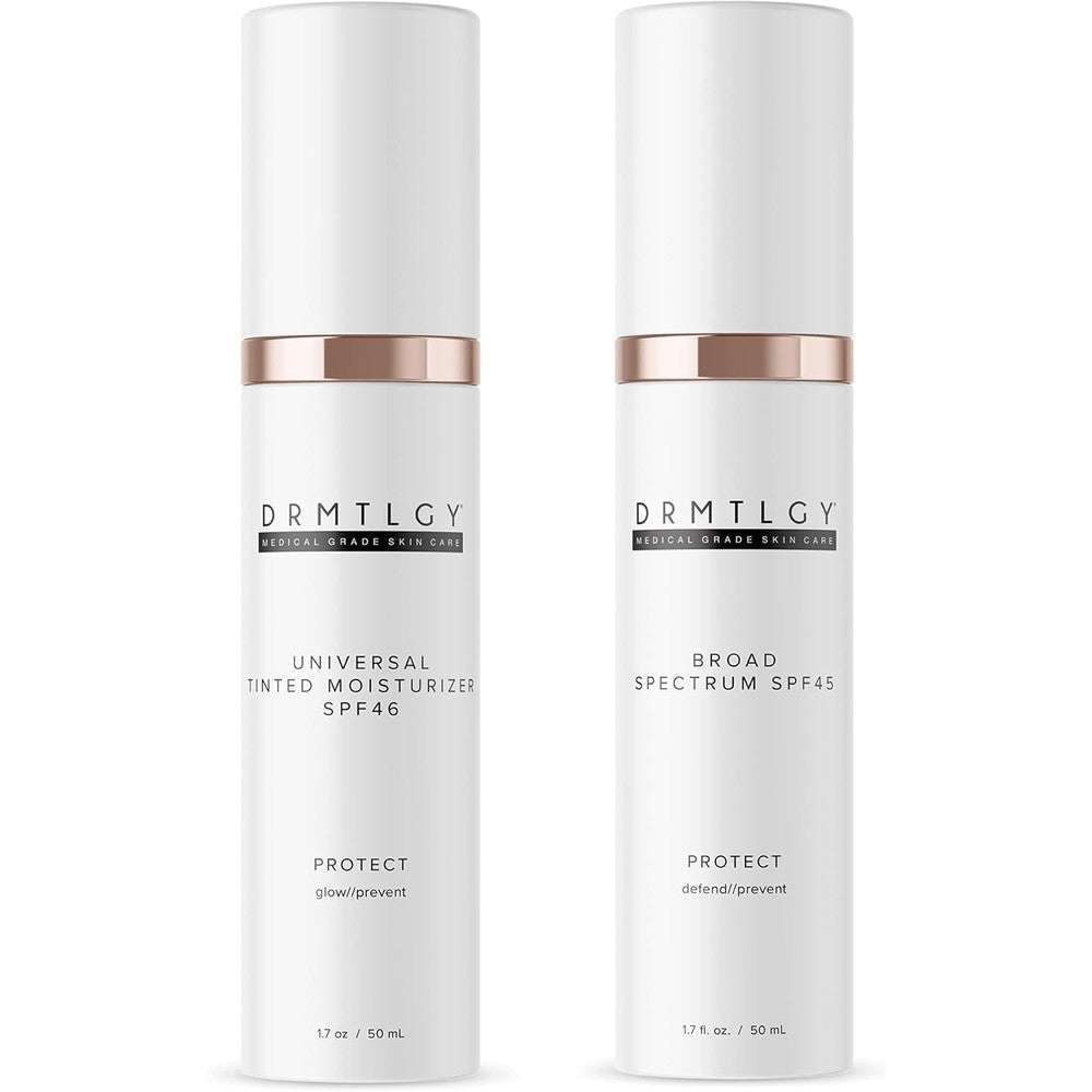 DRMTLGY Universal Tinted & Anti-Aging Clear Face Sunscreen SPF 46 2 Pack