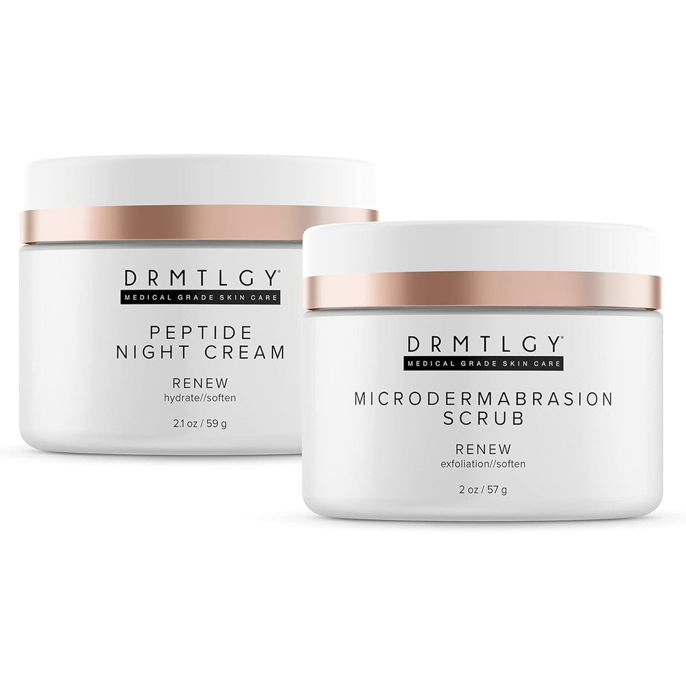 DRMTLGY Peptide Night Cream & Microdermabrasion Facial Scrub Set 2 Pack