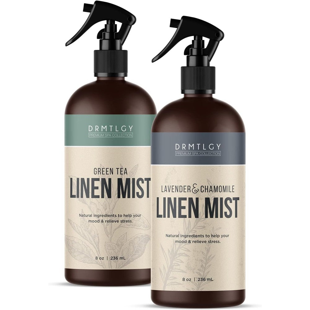DRMTLGY Natural Linen & Room Mist Set Lavender Chamomile & Green Tea 2 Pack