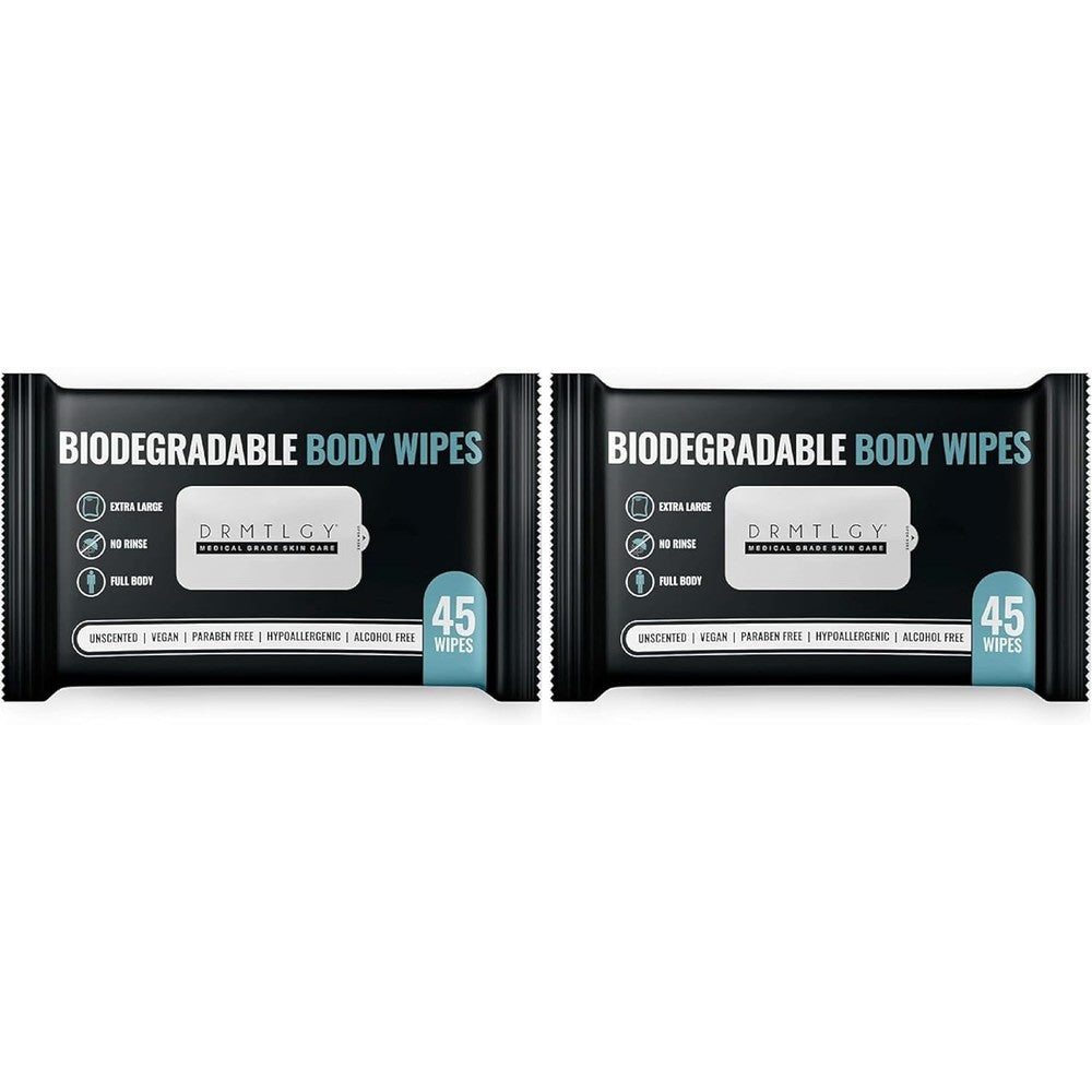 DRMTLGY Body & Face Shower Wipes 45 Wipes Pack of 2 Traveling, and more
