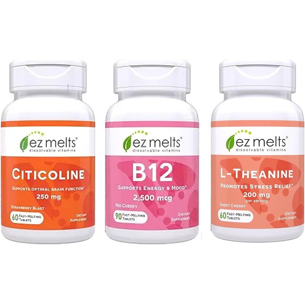 EZ Melts Brain and Cognitive Function Citicoline supplement front bottle view for mental focus