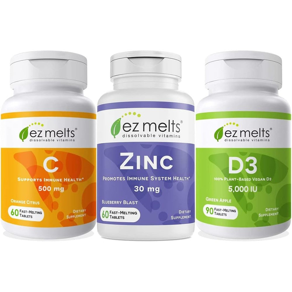 EZ Melts Essential Immune Bundle front view showing the complete vitamin set for dietary defense.