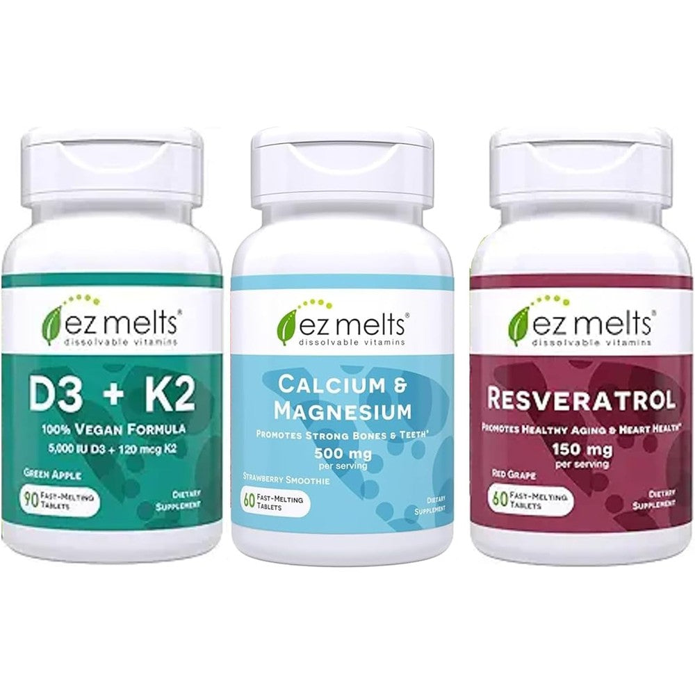 EZ Melts Bone And Joint Health Bundle front view showing the sugar free sublingual bottles.