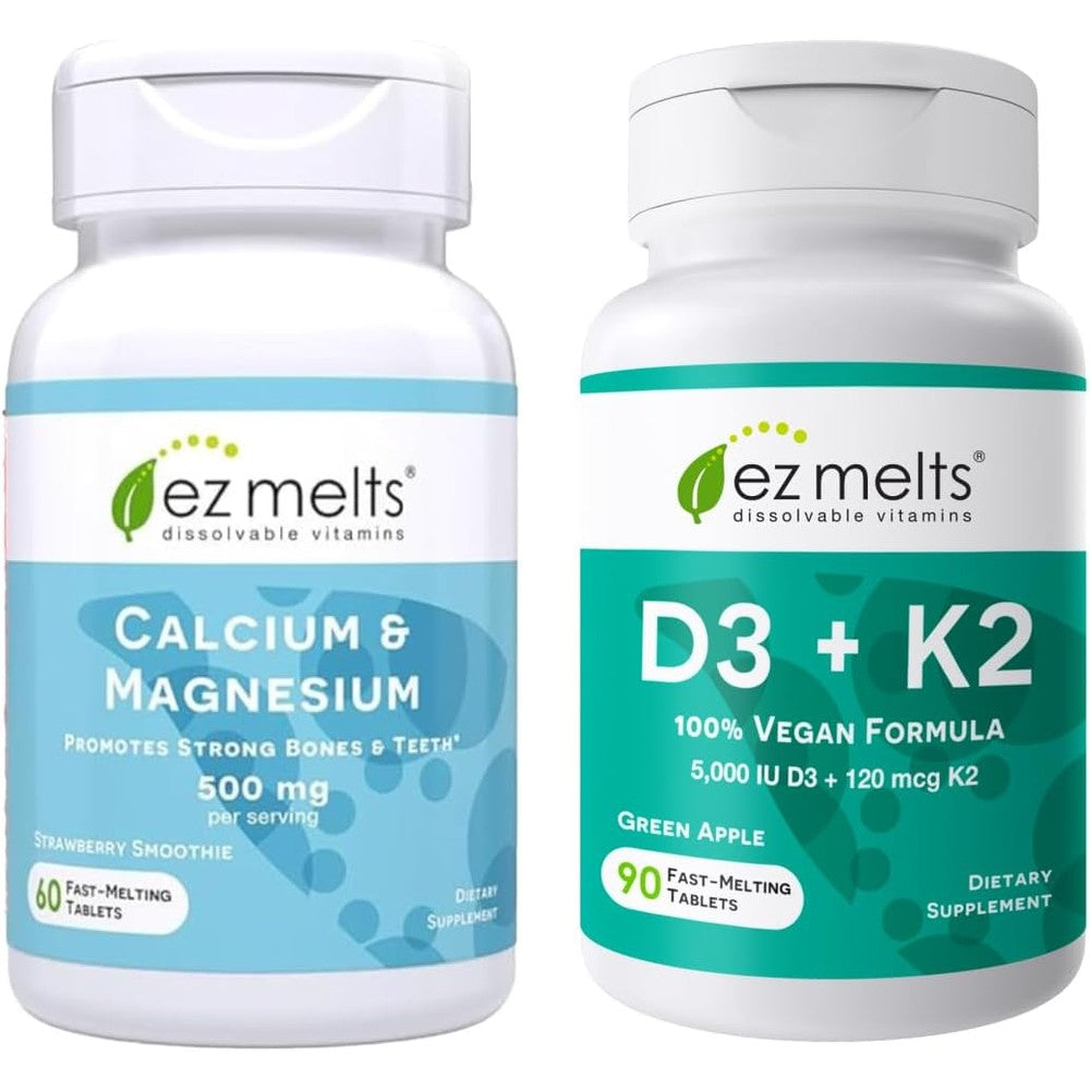 EZ Melts Essential Bone Bundle front view showcasing authentic packaging for calcium and magnesium.