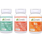 EZ Melts Deep Sleep and Relaxation Bundle front view packaging showing fast dissolving zero sugar tablets for insomnia relief
