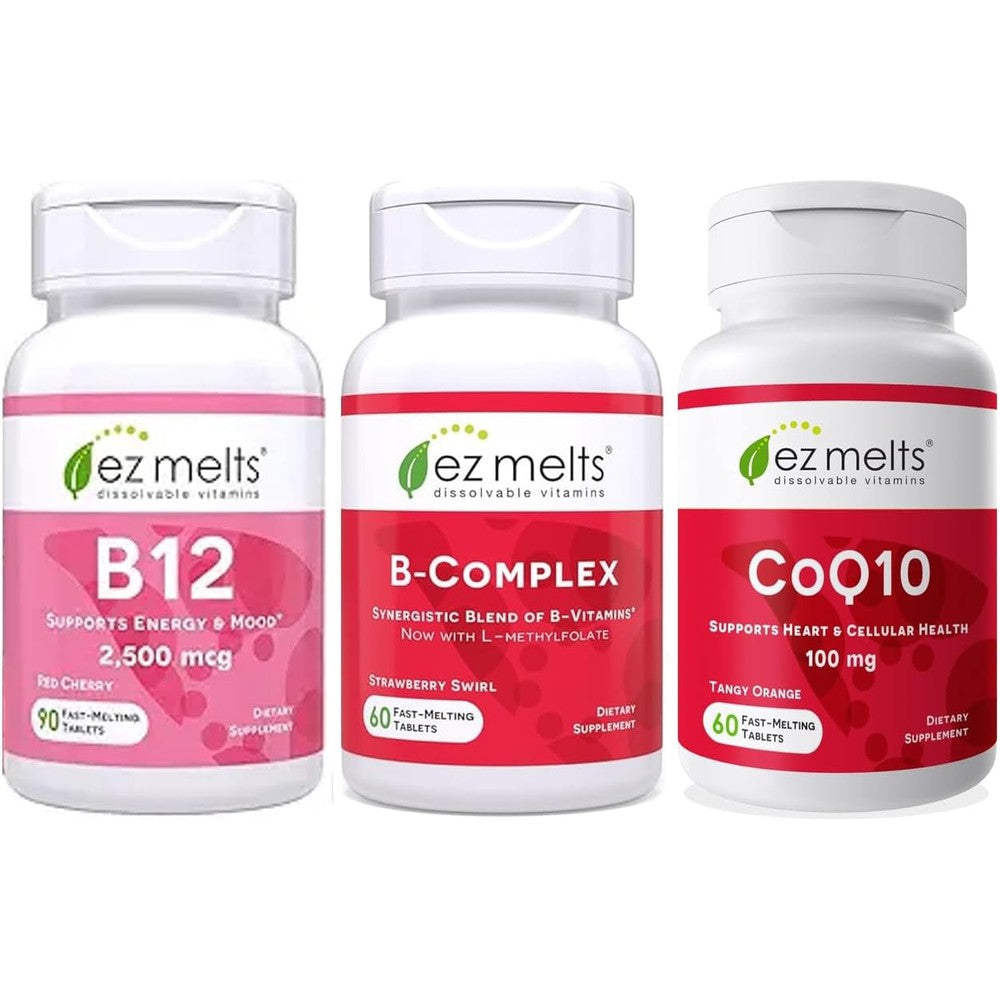 EZ Melts Energy and Metabolism Bundle front view bottle showing sugar free fast melting tablets