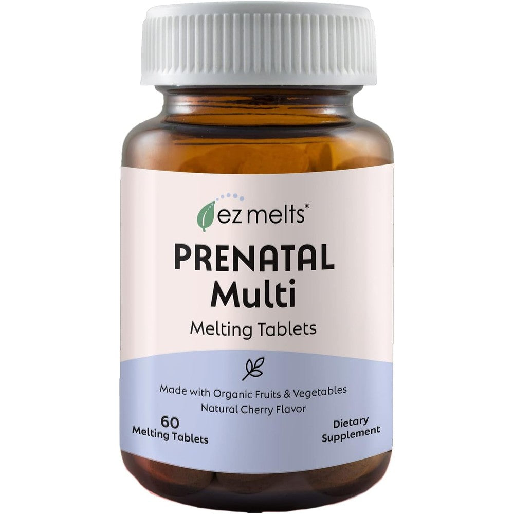 EZ Melts Dissolvable Prenatal Multivitamin bottle front view showing cherry flavor label