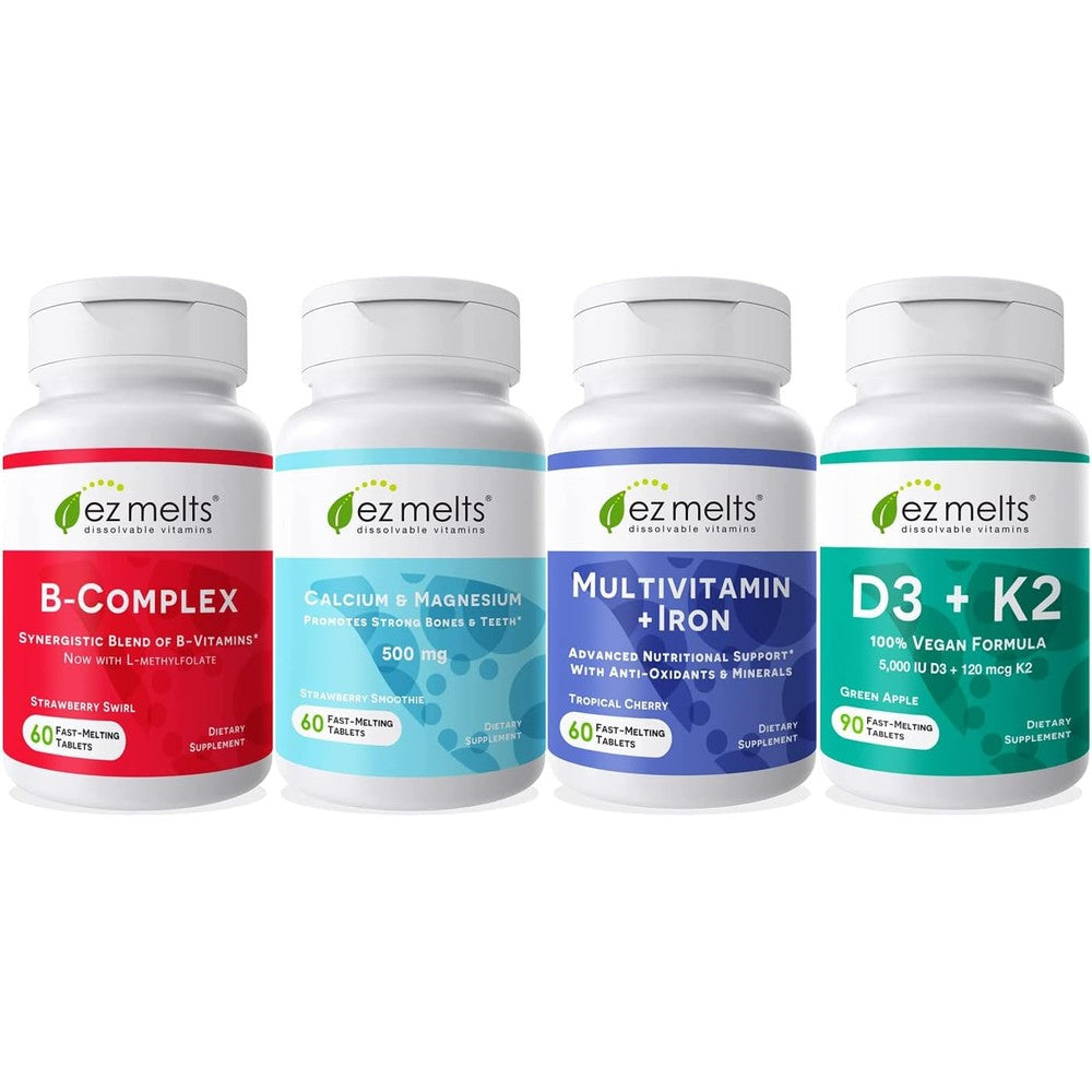 EZ Melts Wellness Starter Pack front view bottle of dissolvable sugar free vitamins