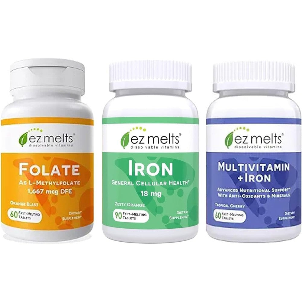 EZ Melts Prenatal and Pregnancy Support Bundle front view three bottle pack