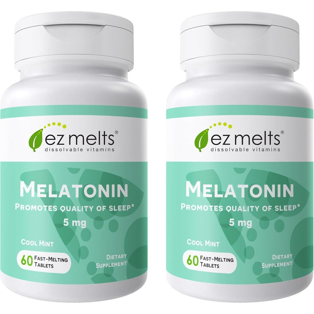 EZ Melts Melatonin Sleep Support front view packaging showcasing 120 fast dissolving tablets.