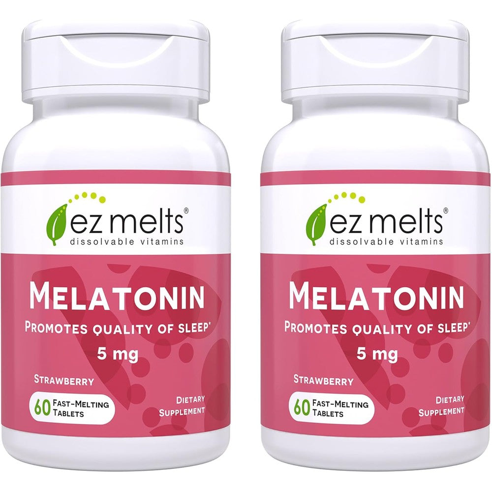 EZ Melts Melatonin 120 dissolvable tablets front view sleep support supplement.