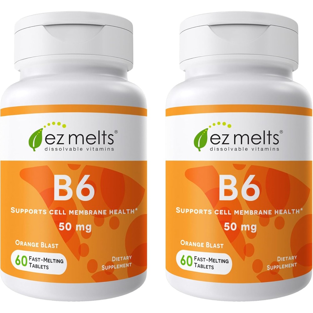 EZ Melts Vitamin B6 dissolvable tablets front bottle view