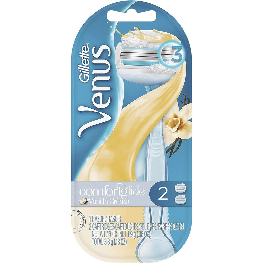 Gillette Venus ComfortGlide Vanilla Creme Women's Razor - 1 Handle + 2 Refills