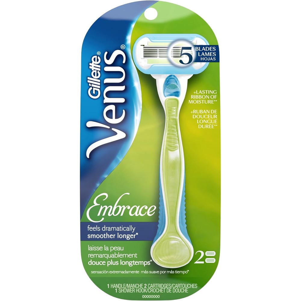 Gillette Venus Embrace Women's Razor with 2 Razor Blade Refills, Green, Women's Razors/Blades