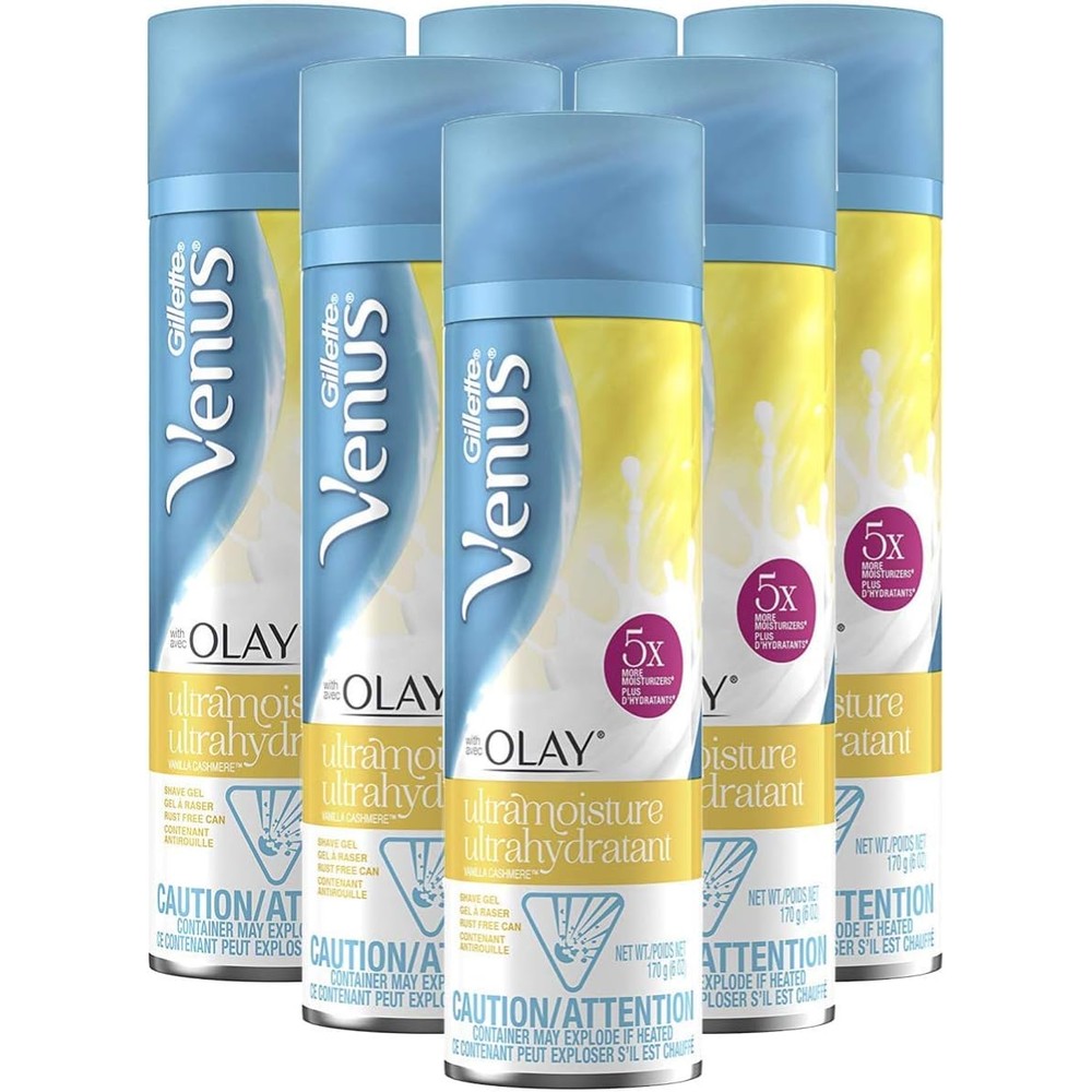 Gillette Venus with Olay UltraMoisture Vanilla Cashmere Women's 6oz Shave Gel - Pack of 6