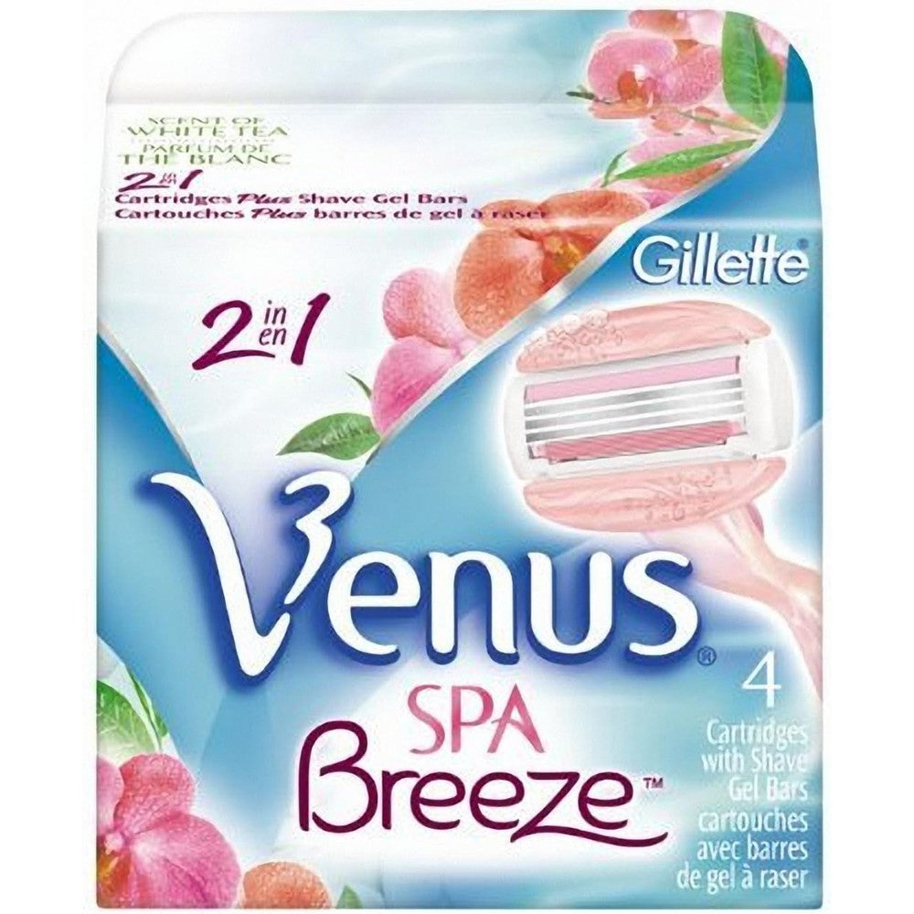 Gillette Venus Spa Breeze 2 in 1 Cartridges Plus Shave Gel Bars - 4 CT