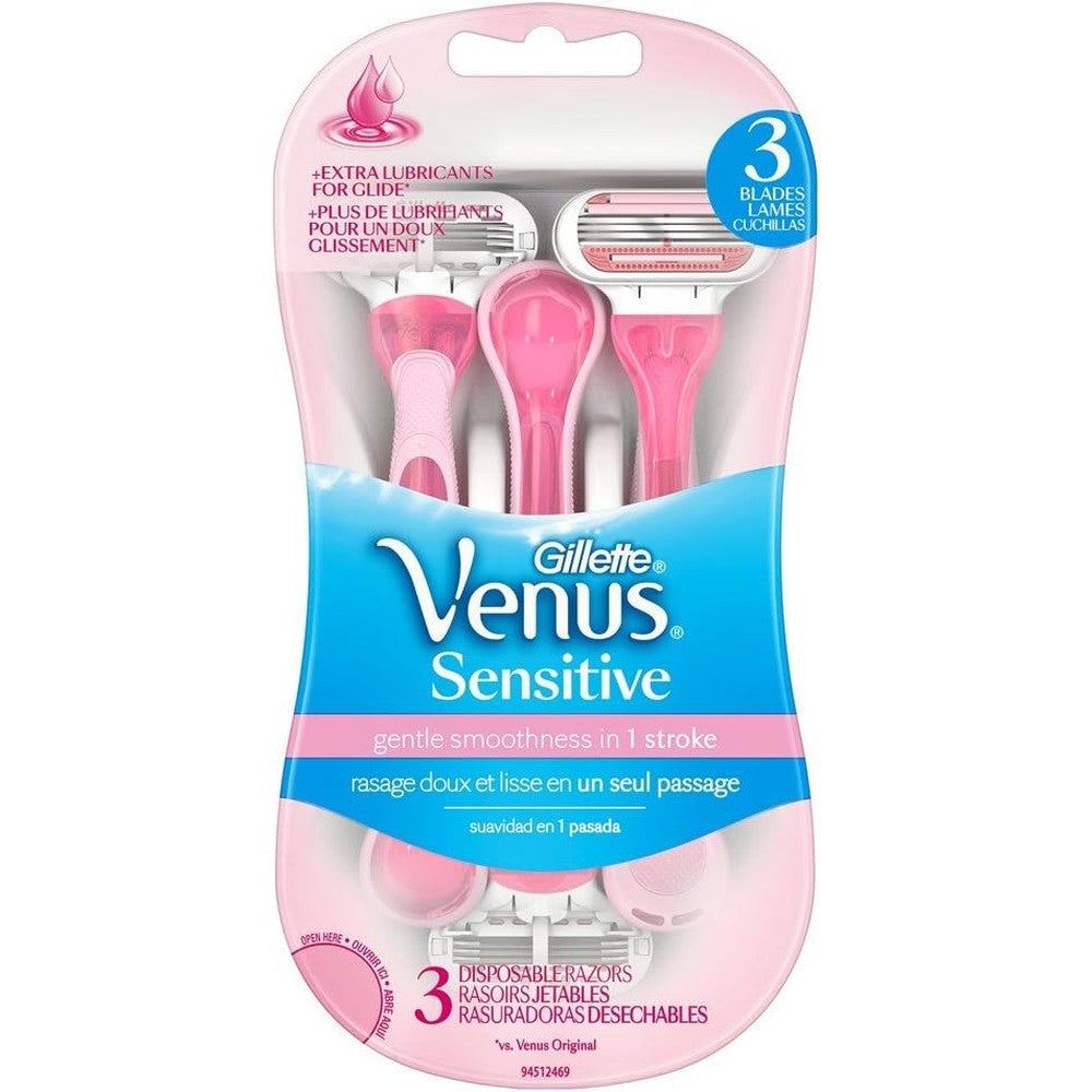 Gillette Womens Venus Sensitive 3-Disposable Razors ,3 Count(Pack of 1)