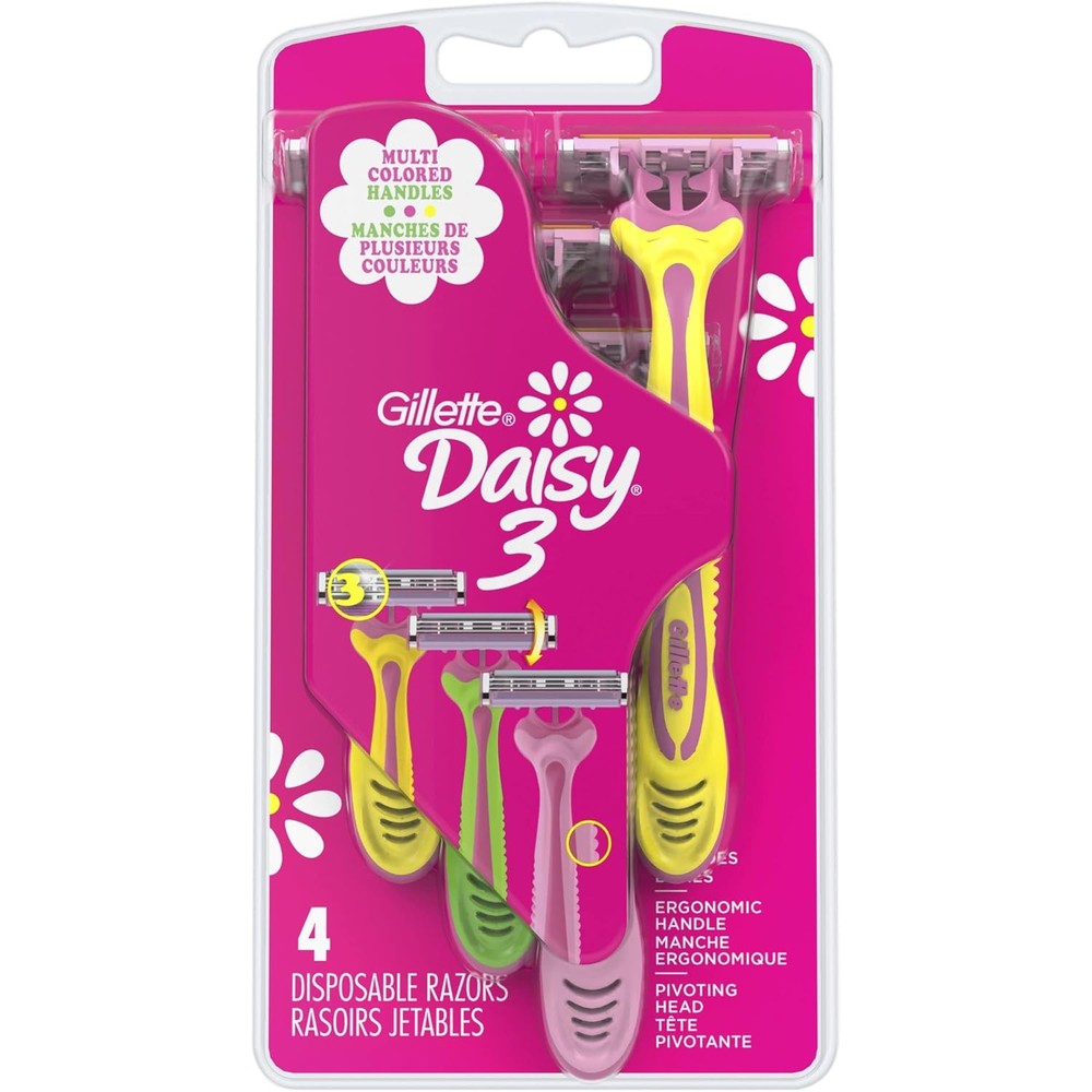 Gillette Daisy 3 Women's Disposable Razors, 4 Count