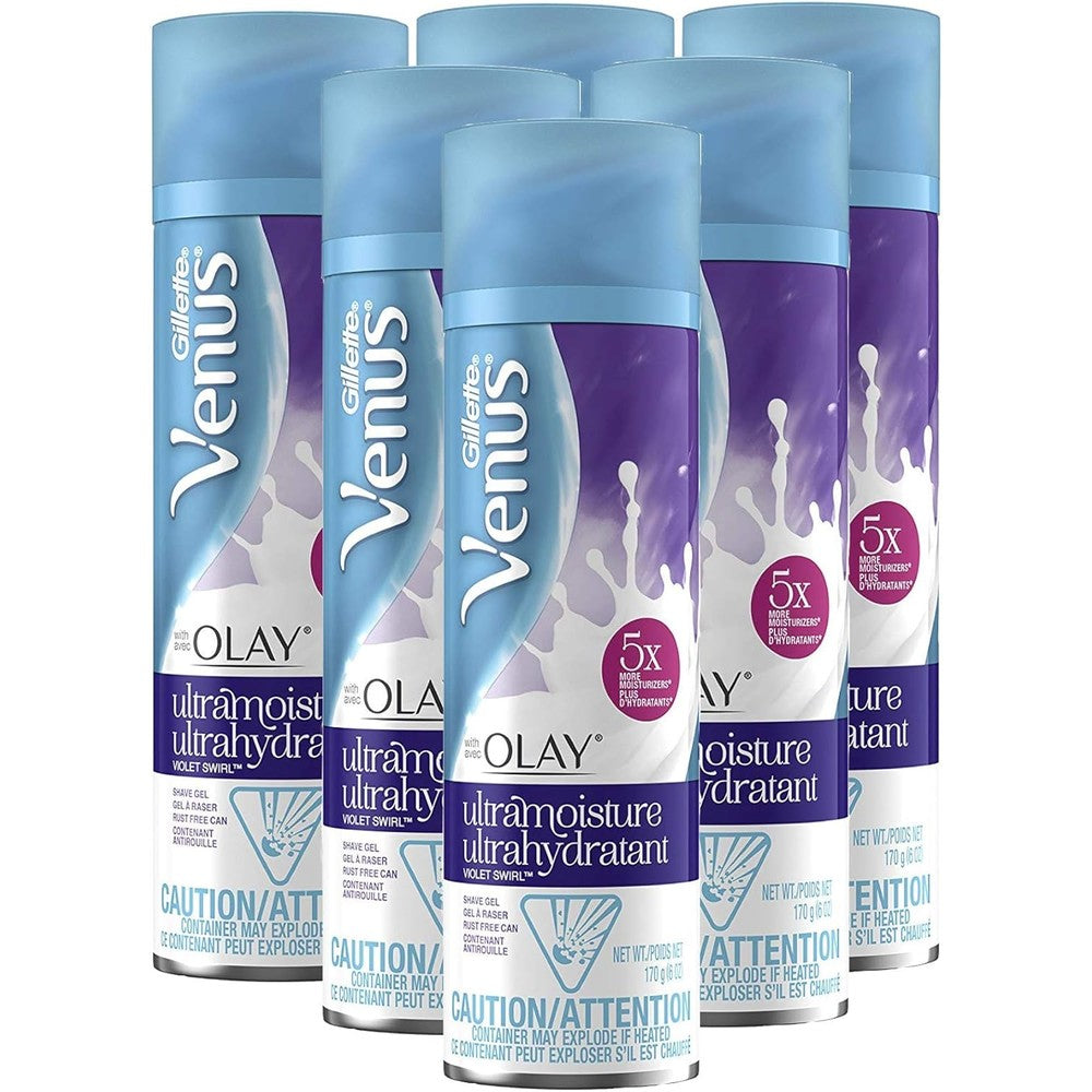 Venus Gillette with Olay UltraMoisture Women's Shave Gel, Violet Swirl, 36 Oz, 6 Count