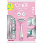 Gillette Venus Sensitive Plus Disposable Razor, 15 Count, Pink and White